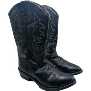 Old West Men’s Black Leather Cowboy Boots TBM3010 Size 10EE